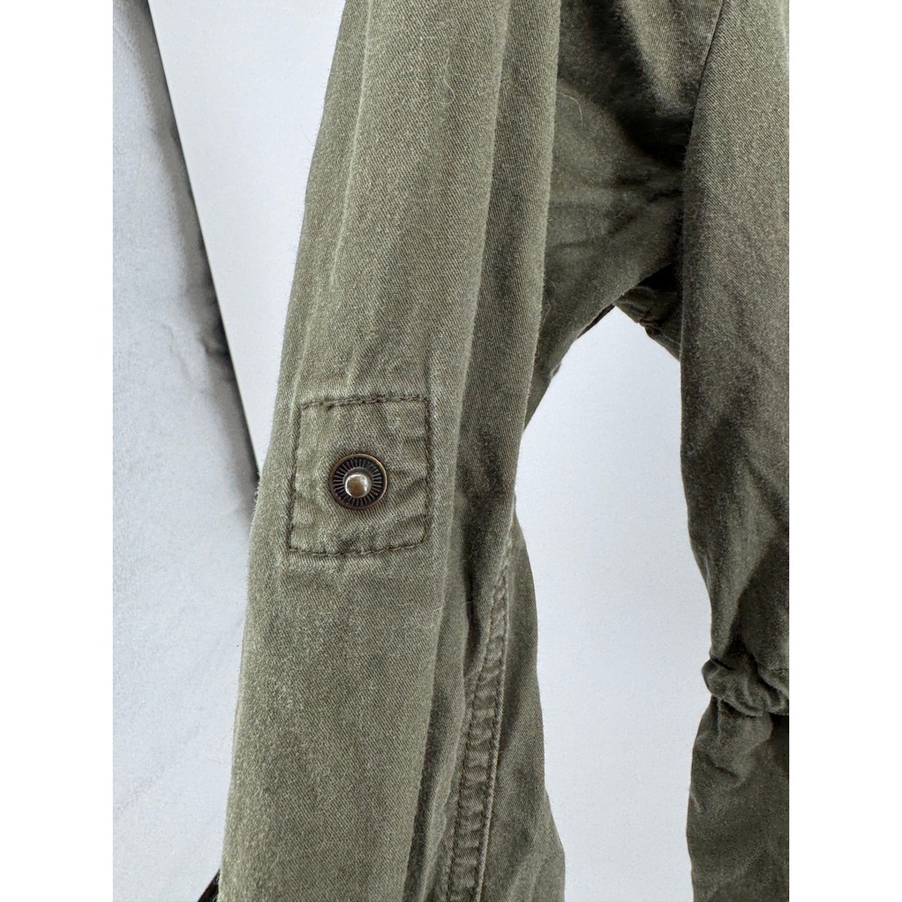Made by Johnny Womens Olive Green Utility Jacket Hoodie Drawstring Waist Size XL - Picture 11 of 16